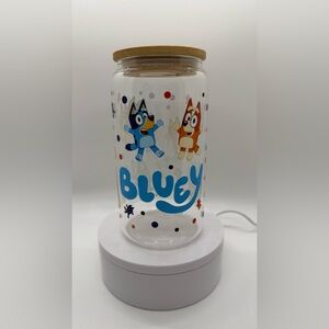 Bluey and Bingo Glass Cup, Glass Libby Cup
